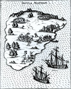 Ferdinand Magellan (c.1480-1521) combattant les indigènes sur l